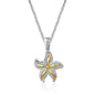 Designer Sterling Silver and Yellow Gold 14k Starfish Pendant