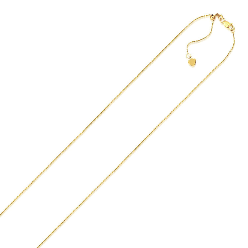 Yellow Gold 10k 0.9mm Adjustable Cable Chain