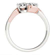 Load image into Gallery viewer, White And Rose Gold 14k Round Two Diamond Curved Band Ring