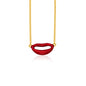 Yellow Gold 14k Women's Emoji Necklace with Enamel Red Lips
