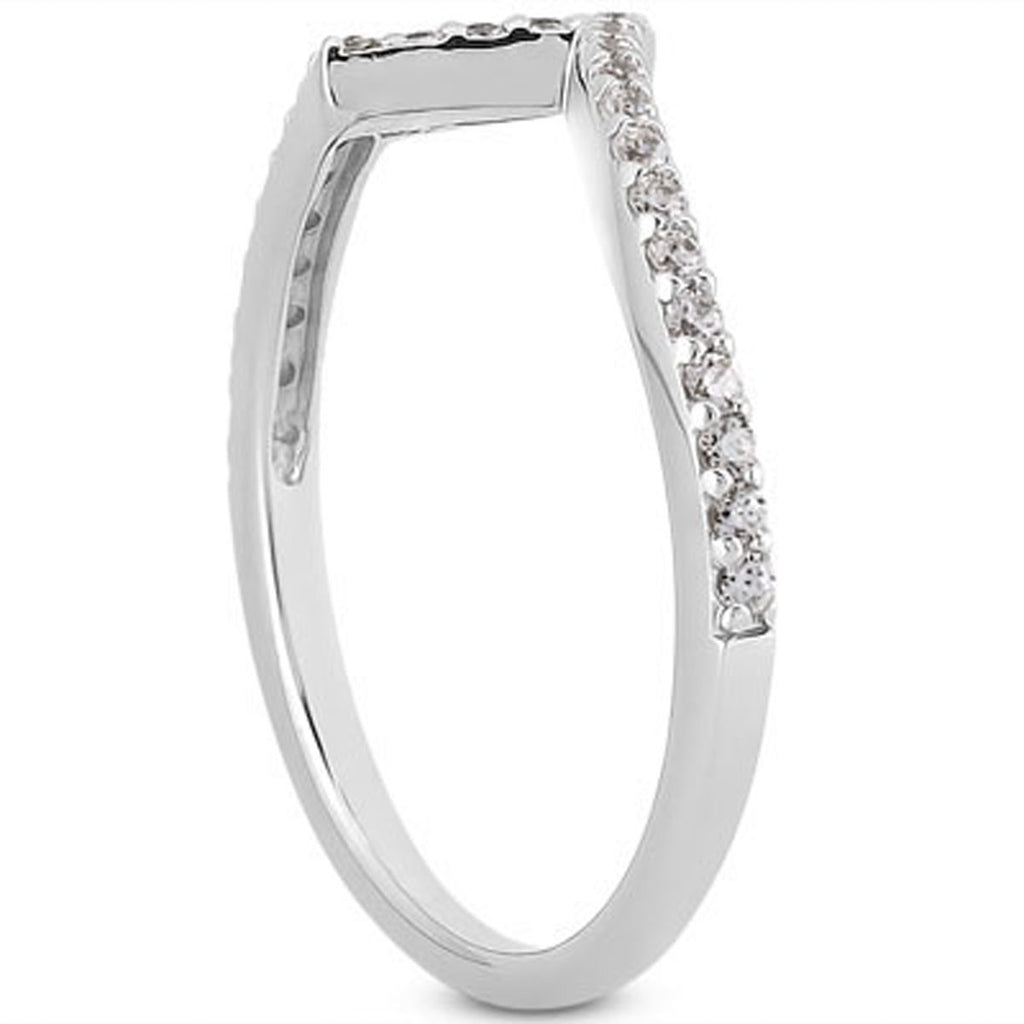 White Gold 14k Fancy Zig Zag Pave Diamond Wedding Ring Band
