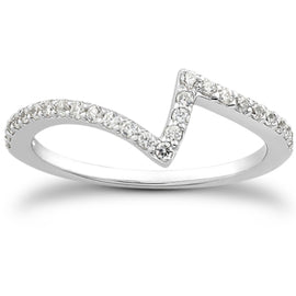 White Gold 14k Fancy Zig Zag Pave Diamond Wedding Ring Band