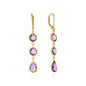 Yellow Gold 14k Round and Pear-Shaped Amethysts Drop Earrings