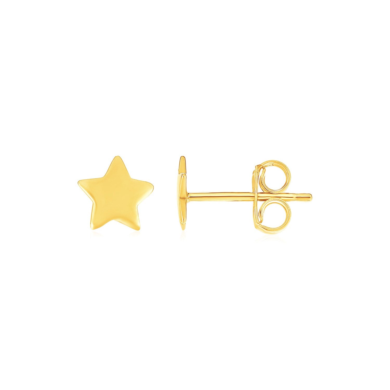 Yellow Gold 14k Post Earrings with Stars in Pushback Clasps