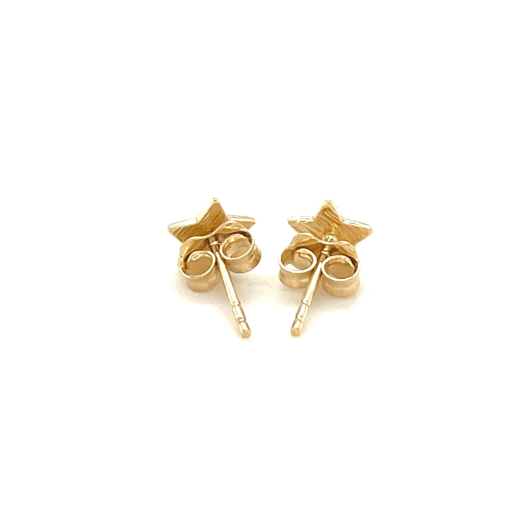 Yellow Gold 14k Post Earrings with Stars in Pushback Clasps