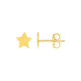 Yellow Gold 14k Post Earrings with Stars in Pushback Clasps