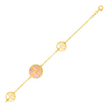 Yellow Gold 14k and Mother of Pearl Tree of Life Women's Fancy Bracelet