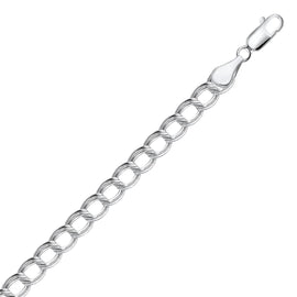 Sterling Silver Small Ridged Circular Chain Women's Fancy Bracelet with Rhodium Plating