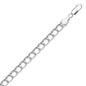 Sterling Silver Small Ridged Circular Chain Women's Fancy Bracelet with Rhodium Plating