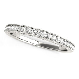 White Gold 14k Milgrain Bordered Round Diamond Wedding Ring