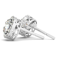 Load image into Gallery viewer, White Gold 14k Four Prong Round Diamond Halo Earrings