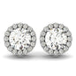 White Gold 14k Four Prong Round Diamond Halo Earrings