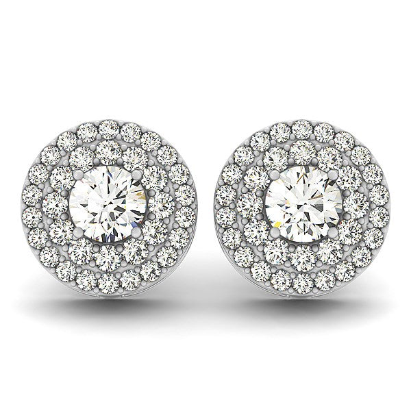 White Gold 14k Double Round Diamond Halo Earrings