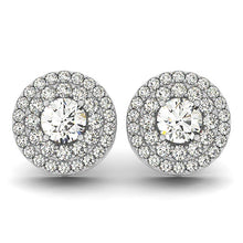 Load image into Gallery viewer, White Gold 14k Double Round Diamond Halo Earrings