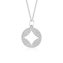 Load image into Gallery viewer, White Gold 14k Diamond Studded Circle Pendant with Cut-out &amp; Lobster Clasp with Lobster Clasp