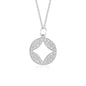 White Gold 14k Diamond Studded Circle Pendant with Cut-out & Lobster Clasp with Lobster Clasp