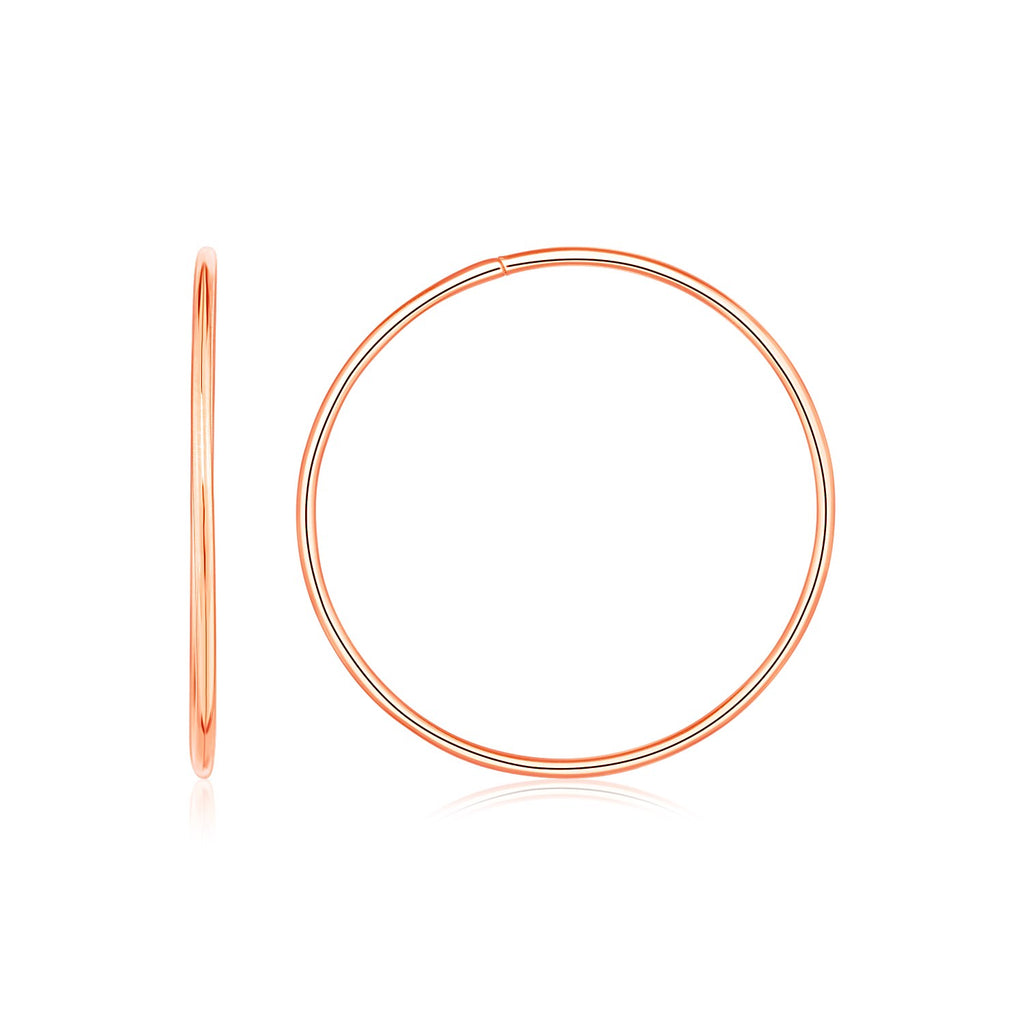 Rose Gold 14K Endless Style Hoop Earrings in Hinged Snap Back