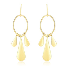 Load image into Gallery viewer, Yellow Gold 14k Graduated Teardrop and Open Oval Drop Earrings