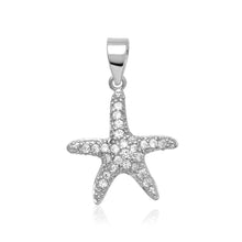 Load image into Gallery viewer, Sterling Silver Petite Starfish Pendant with Cubic Zirconias