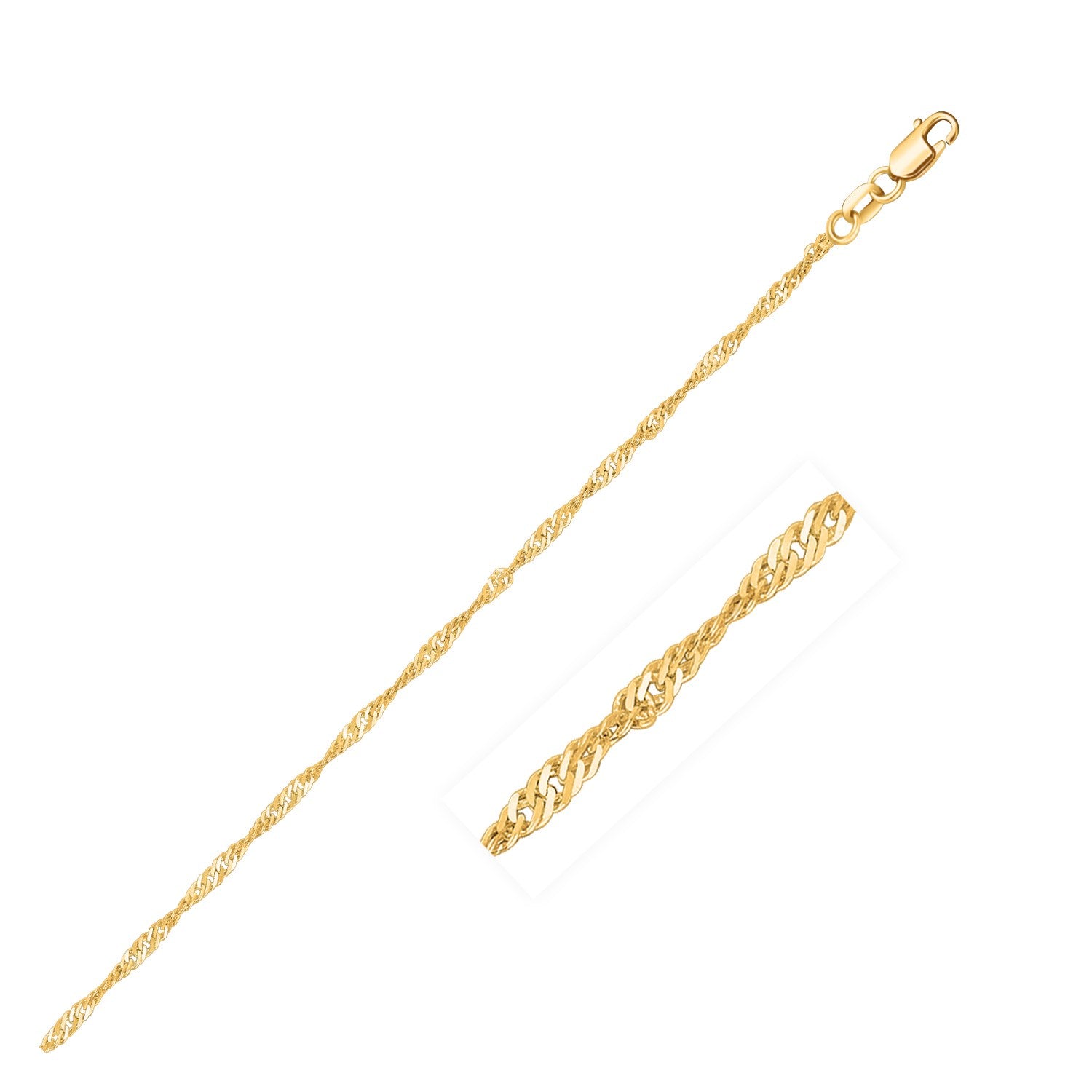 Yellow Gold 14k 1.5mm Singapore Chains in Lobster Claw