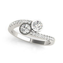 Load image into Gallery viewer, White Gold 14k Round Bezel Setting Two Stone Diamond Ring