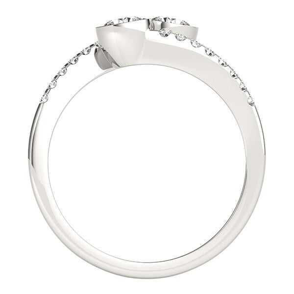 White Gold 14k Round Bezel Setting Two Stone Diamond Ring