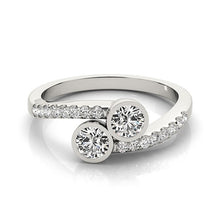 Load image into Gallery viewer, White Gold 14k Round Bezel Setting Two Stone Diamond Ring