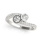 White Gold 14k Round Bezel Setting Two Stone Diamond Ring