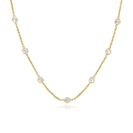 Yellow Gold 14k CZ By the Yard Long Links Women's Cubic Zirconias Necklace