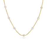 Yellow Gold 14k CZ By the Yard Long Links Women's Cubic Zirconias Necklace