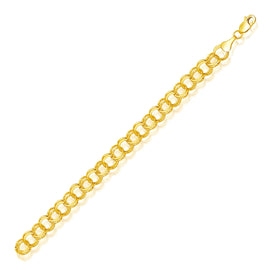 Yellow Gold 14k 8.0 mm Solid Double Link Women's Charm Bracelet