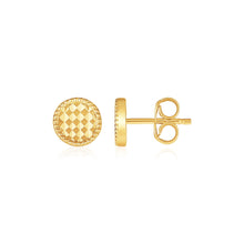 Load image into Gallery viewer, Yellow Gold 14k Textured Circle Post Earrings with Pushback Clasps