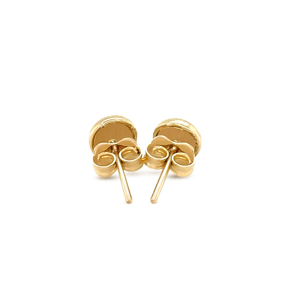 Yellow Gold 14k Textured Circle Post Earrings with Pushback Clasps