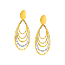 Load image into Gallery viewer, Two Tone Gold 14k Two Toned Post Earrings with Graduated Ovals in Pushback Clasps