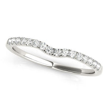 Load image into Gallery viewer, 14k White Gold Curved Pave Setting Diamond Wedding Ring (1/8 cttw)