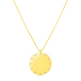 Yellow Gold 14k Disc Women's Necklace with Diamonds