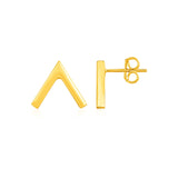 Yellow Gold 14k Inverted V Post Earrings with Pushback Clasps