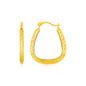 Yellow Gold 14k Textured Square Hoop Earrings in Hinged Snap Back
