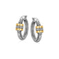Yellow Gold and Sterling Silver 18k Diamond Italian Cable Style Hoop Earrings