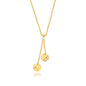 Yellow Gold 14k 17 inch Hammered Disc Women's Lariat Necklace