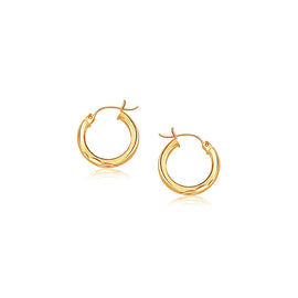 Yellow Gold 14k 20mm Diameter Hoop Earrings with Diamond-Cut Finish & Snap Lock