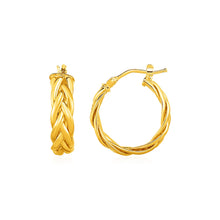 Load image into Gallery viewer, Shiny Braided Hoop Earrings in 14k Yellow Gold