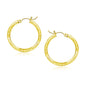 Yellow Gold 10k 20mm Diamond Cut Hoop Earrings with Snap Lock Backing