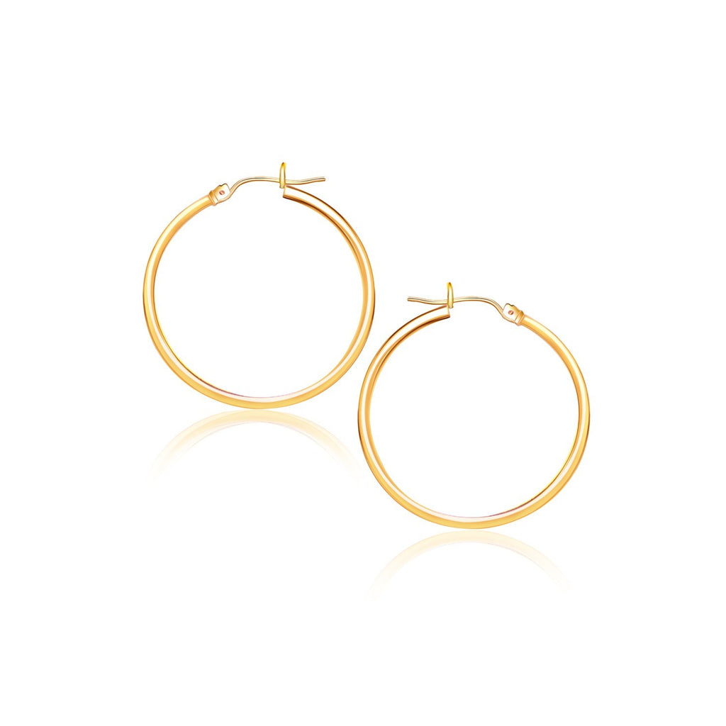 Yellow Gold 10k 40 mm Polished Hoop Earrings with Snap Lock Backing