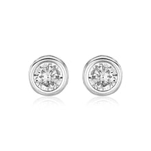 Load image into Gallery viewer, Sterling Silver Round Bezel Set Cubic Zirconia Fancy Earrings