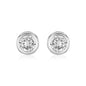 Sterling Silver Round Bezel Set Cubic Zirconia Fancy Earrings