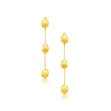 Load image into Gallery viewer, Yellow Gold 14k Textured and Shiny Pebble Dangling Earrings
