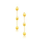 Yellow Gold 14k Textured and Shiny Pebble Dangling Earrings