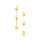 Yellow Gold 14k Textured and Shiny Pebble Dangling Earrings