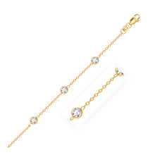Load image into Gallery viewer, 14k Yellow Gold Anklet with Round White Cubic Zirconia
